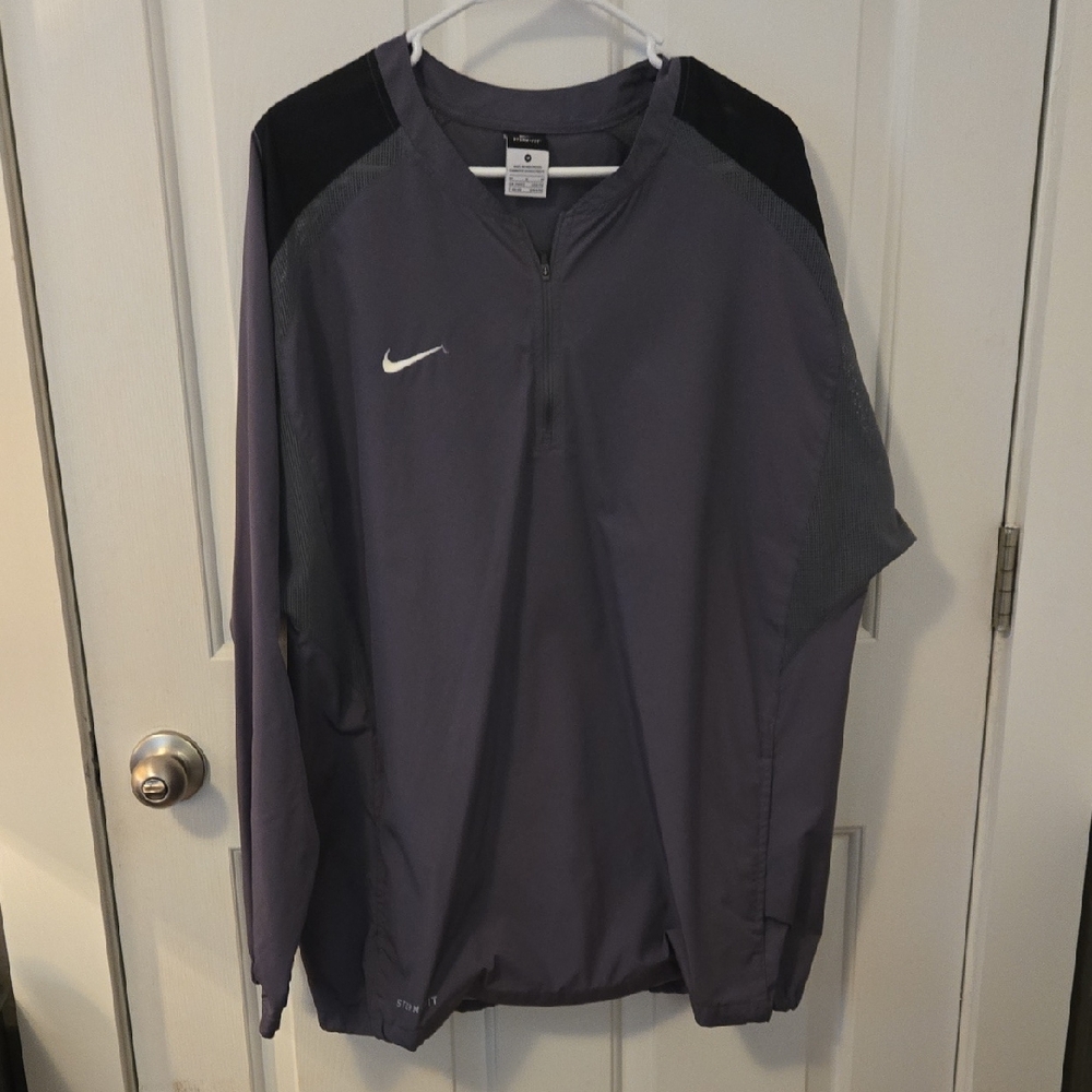 Mens Sz M Nike Grey and Black Quarter-Zip Warmup Jacket